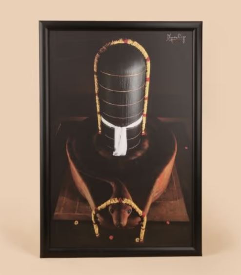 Dhyanalinga Photo - Black 12x18 (With Frame)